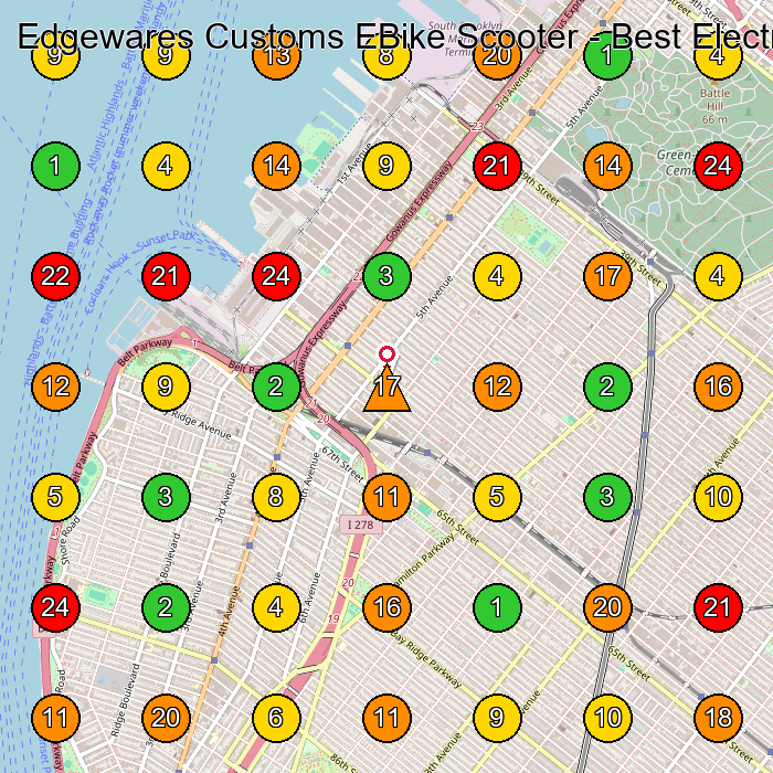 Edgewares Customs EBike Scooter - Best Electric Repair & Upgrades for Bikes PEV Electric Bicycle Store GeoGrid ranking map for Brooklyn NY